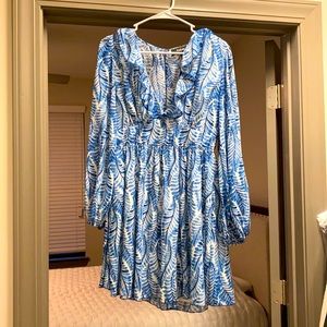 Red Dress- Blue Flowy Dress